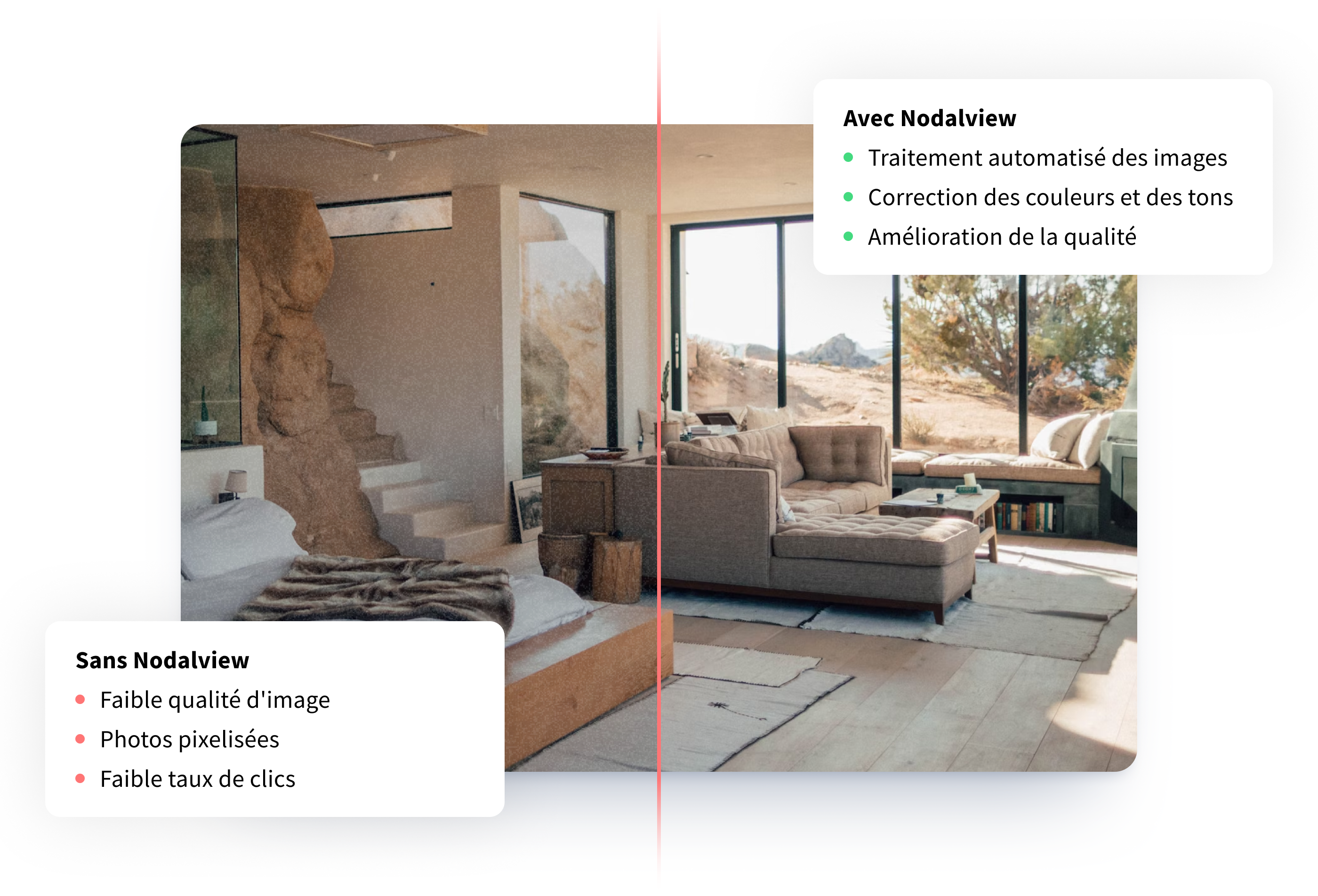 Rendu photo avec Nodalview et sans Nodalview